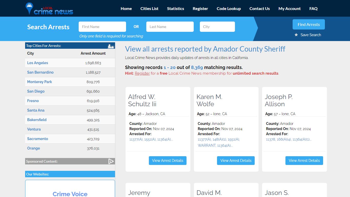 Arrests reported by Amador County Sheriff | Local Crime News