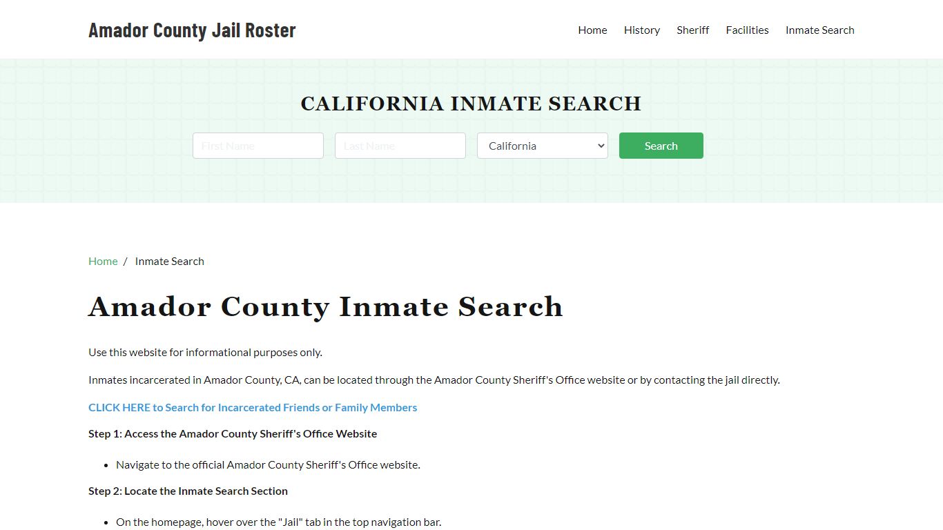 Amador County, CA Detainee Lookup - Amador County Jail Roster